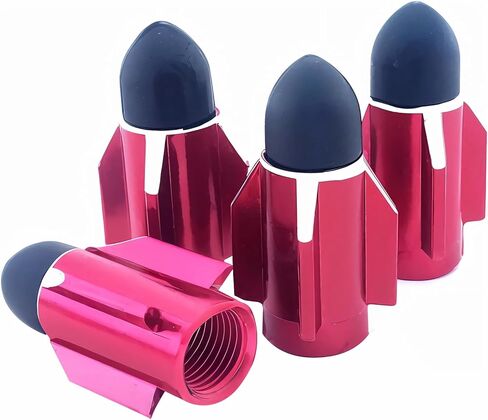 أغطية جذعية صمام الإطارات الحمراء 4 قطع، رصاصة من سبائك الألومنيوم المعدنية، مقاومة للغبار ومقاومة للماء، أغطية جذعية صمام عالمية للسيارات in Kuwait