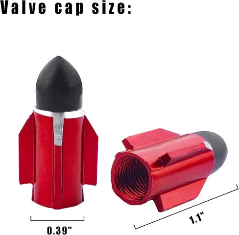 أغطية جذعية صمام الإطارات الحمراء 4 قطع، رصاصة من سبائك الألومنيوم المعدنية، مقاومة للغبار ومقاومة للماء، أغطية جذعية صمام عالمية للسيارات in Kuwait