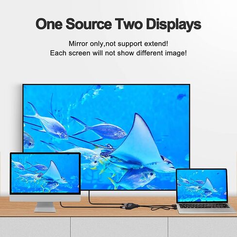 مقسم HDMI 1 في 2 مخرج، دع منفذ HDMI واحد يخصص منفذي HDMI مقسم الصوت والفيديو عالي الدقة، LED، LCD، تلفزيون، يدعم اثنين من نفس التلفزيون في نفس الوقت in Kuwait