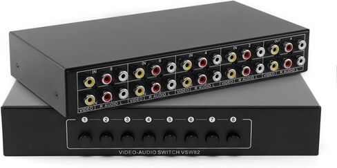 8 منافذ 3RCA AV محول الصوت والفيديو 8 في 2 خارج 4 في 2 خارج مشغل DVD وحدة تحكم ألعاب صندوق تلفزيون خارجي ثنائي الاتجاه شاشة تلفزيون جهاز عرض مركب AV صندوق تبديل in Saudi Arabia