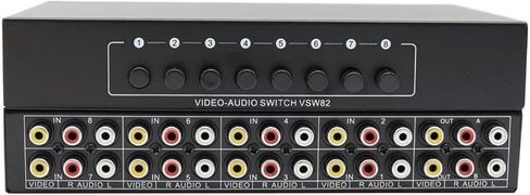 8 منافذ 3RCA AV محول الصوت والفيديو 8 في 2 خارج 4 في 2 خارج مشغل DVD وحدة تحكم ألعاب صندوق تلفزيون خارجي ثنائي الاتجاه شاشة تلفزيون جهاز عرض مركب AV صندوق تبديل in Saudi Arabia