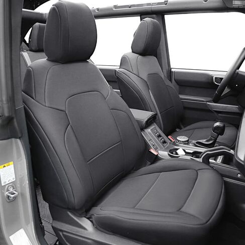 أغطية مقاعد مع مسند ظهر ومسند للذراعين لملحقات Ford Bronco 2021 2022 2023 2024 4 أبواب مجموعة كاملة من مادة النيوبرين غطاء مقعد حامي لبرونكو in Kuwait