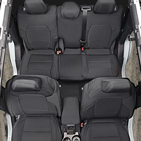 أغطية مقاعد مع مسند ظهر ومسند للذراعين لملحقات Ford Bronco 2021 2022 2023 2024 4 أبواب مجموعة كاملة من مادة النيوبرين غطاء مقعد حامي لبرونكو in Kuwait