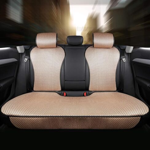 غطاء مقعد السيارة الخلفي الفاخر القابل للتنفس من Auto Newer يناسب الفصول الأربعة، واقي المقعد الخلفي، وسائد مقعد السيارة الخلفية العالمية، مناسب عالمي لـ 96% من السيارات، سيارات الدفع الرباعي، البيك اب، الشاحنة (المقعد الخلفي، بيج) in Saudi Arabia