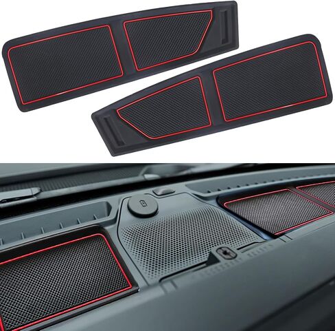 Dash Cover Tray for Ford Bronco Accessories 2021 2022 2023 2024, Dashboard Compartments Mat, Anti-Slip Silicone Insert, Anti Dust Interior Dash Pad Liner for Bronco 2/4-Door (2 Pcs, Red Trim) in Saudi Arabia
