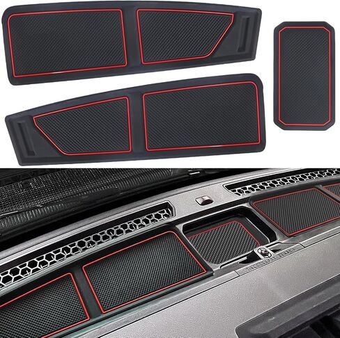 Dash Cover Tray for Ford Bronco Accessories 2021 2022 2023 2024, Dashboard Compartments Mat, Anti-Slip Silicone Insert, Anti Dust Interior Dash Pad Liner for Bronco 2/4-Door (2 Pcs, Red Trim) in Saudi Arabia
