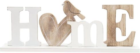 Wooden Letter Home Sign Decoration Love Bird Shape White Country Style Home Hollow out Letter Wooden Desktop Decoration Text Sign Home Decoration (Home) in Saudi Arabia