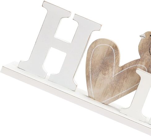 Wooden Letter Home Sign Decoration Love Bird Shape White Country Style Home Hollow out Letter Wooden Desktop Decoration Text Sign Home Decoration (Home) in Saudi Arabia