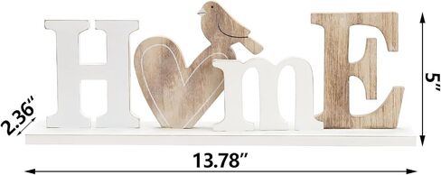 Wooden Letter Home Sign Decoration Love Bird Shape White Country Style Home Hollow out Letter Wooden Desktop Decoration Text Sign Home Decoration (Home) in Saudi Arabia