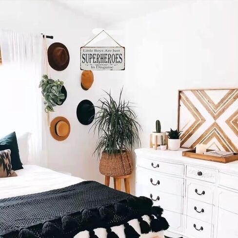 Little Boys are Just Superheroes in Disguise Vintage Metal Sign Hanging Wall Art for Kid's Bedroom 5X10Inch in Kuwait