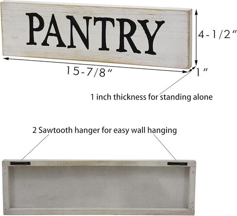 Pantry Whitewashed Wood Wall Sign, Rustic Farmhouse Wall Hanging Decor, 15.75 x 1 x 4.5 Inches in Kuwait