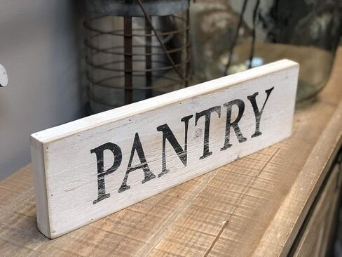Pantry Whitewashed Wood Wall Sign, Rustic Farmhouse Wall Hanging Decor, 15.75 x 1 x 4.5 Inches in Kuwait