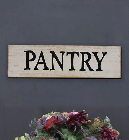 Pantry Whitewashed Wood Wall Sign, Rustic Farmhouse Wall Hanging Decor, 15.75 x 1 x 4.5 Inches in Kuwait