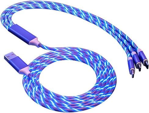 Green 3 in one lighning Phone Charger Cable, Compatible with Most Smart Phones USB Universal Fast chargarging Type C with Micro USB Connector Adapter, 4 ft Long Cable in Saudi Arabia
