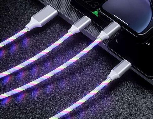 Green 3 in one lighning Phone Charger Cable, Compatible with Most Smart Phones USB Universal Fast chargarging Type C with Micro USB Connector Adapter, 4 ft Long Cable in Saudi Arabia