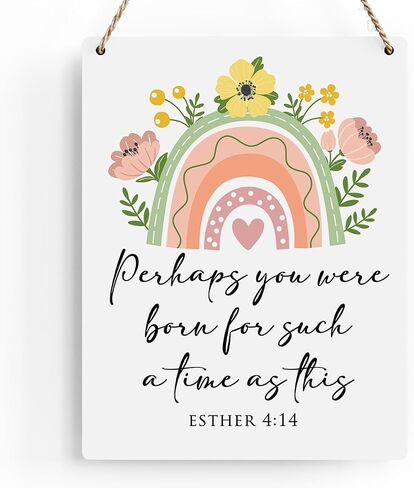 Inspirational Decor Perhaps You Were Born for Such a Time as This Esther 4:14 Scripture Wooden Hanging Sign Christian Gift for Baby Kids Girl Boy Nursery Teen Room Bible Verse Wall Art 8 x 10 Inches in Saudi Arabia