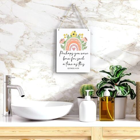 Inspirational Decor Perhaps You Were Born for Such a Time as This Esther 4:14 Scripture Wooden Hanging Sign Christian Gift for Baby Kids Girl Boy Nursery Teen Room Bible Verse Wall Art 8 x 10 Inches in Saudi Arabia