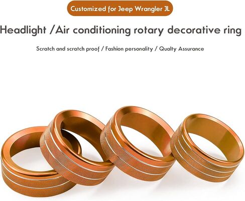 JL JLU Gladiator JT Climate Volume Auto Knobs Ring Air Conditioner Headlight Switch Trim Cover Center Console Knob fit for 2018-2021 Jeep Wrangler JL JLU Gladiator JT Accessories 4pcs (Orange) in Saudi Arabia