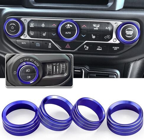 JL JLU Gladiator JT Climate Volume Auto Knobs Ring Air Conditioner Headlight Switch Trim Cover Center Console Knob fit for 2018-2021 Jeep Wrangler JL JLU Gladiator JT Accessories 4pcs (Orange) in Saudi Arabia