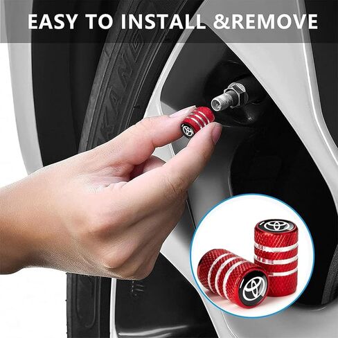 غطاء غطاء جذع صمام الإطارات لسيارة Toyota Tacoma Avalon Camry Prius Avalon Corolla RAV4 Highlander Belt O-Ring Seal مقاومة للتآكل أغطية صمامات الإطارات 4 قطع باللون الأحمر. in Kuwait