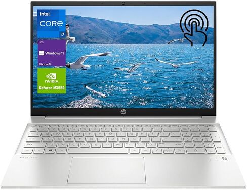HP Pavilion Laptop, 15.6" FHD Touchscreen, Intel Core i7-1355U Processor, GeForce MX550, 32GB RAM, 1TB SSD, Numeric KP, Backlit KB, Wi-Fi 6, HDMI, Windows 11 Pro, White in Saudi Arabia