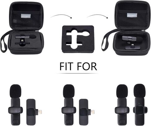حقيبة محمولة للسفر لميكروفون MAYBESTA Lapel Wireless Lavalier لأجهزة iPhone، وتخزين جهاز استقبال وجهاز إرسال الميكروفون بمشبك تسجيل الفيديو الصغير (أسود) (حقيبة تخزين فقط) in Kuwait
