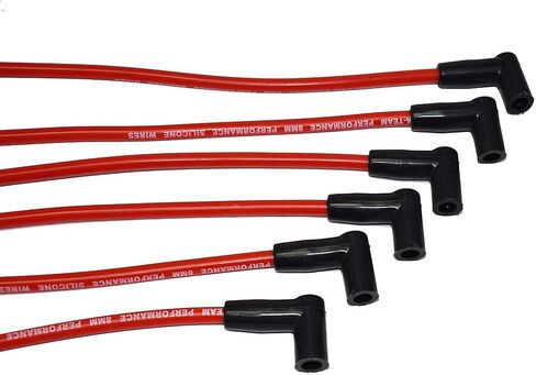 A-Team Performance - 6 Cylinder - Compatible with Early GMC Chevy 194 216 235 Toyota Land Cruiser FJ40 FJ60 2F 3F 6 Cyl 8.0mm - Red Silicone Spark Plug Wires - Durable Two-Layer Silicone Coating in Saudi Arabia