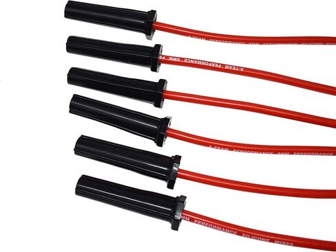 A-Team Performance - 6 Cylinder - Compatible with Early GMC Chevy 194 216 235 Toyota Land Cruiser FJ40 FJ60 2F 3F 6 Cyl 8.0mm - Red Silicone Spark Plug Wires - Durable Two-Layer Silicone Coating in Saudi Arabia