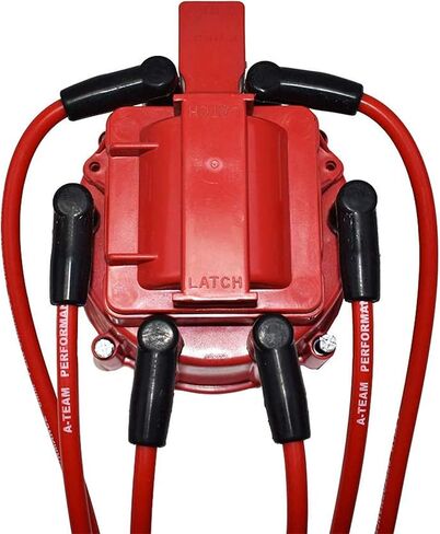 A-Team Performance - 6 Cylinder - Compatible with Early GMC Chevy 194 216 235 Toyota Land Cruiser FJ40 FJ60 2F 3F 6 Cyl 8.0mm - Red Silicone Spark Plug Wires - Durable Two-Layer Silicone Coating in Saudi Arabia