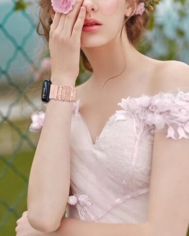 Flower Silicone Band & Charms Compatible with Fitbit Versa 3/ Sense for Women, Engraved Floral Sport Wristbands Replacement Strap with Ring Loops for Fitbit Versa 3 Bands Women in Saudi Arabia