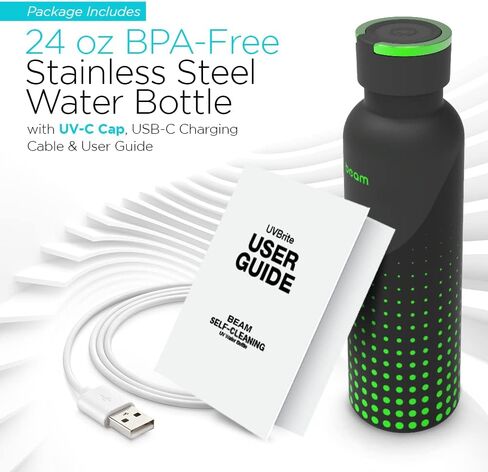 Beam Self-Cleaning UV Water Bottle - 24 Oz Insulated Stainless Steel Rechargeable Reusable BPA Free Bottle with Push Button Sterilization Safety Lock and Touch Sensor Comes in 4 Designs in Saudi Arabia