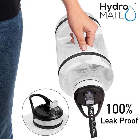 زجاجة مياه من NatureWorks HydroMATE جالون مع شفاطة خالية من مادة BPA ومضادة للتسرب وقابلة لإعادة الاستخدام مع أوقات للشرب محددة كل ساعة 128 أونصة in Saudi Arabia
