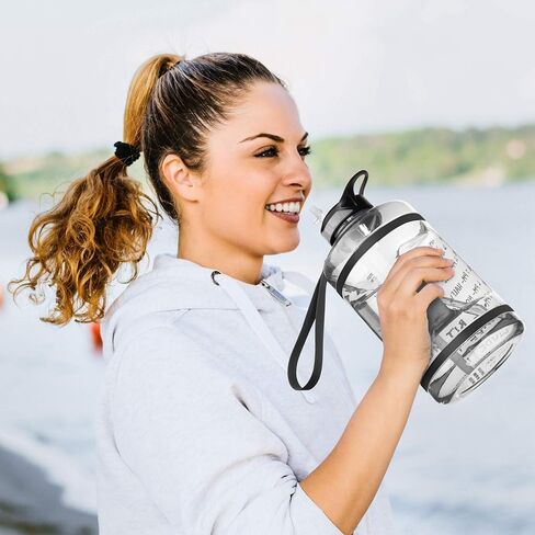 زجاجة مياه من NatureWorks HydroMATE جالون مع شفاطة خالية من مادة BPA ومضادة للتسرب وقابلة لإعادة الاستخدام مع أوقات للشرب محددة كل ساعة 128 أونصة in Saudi Arabia
