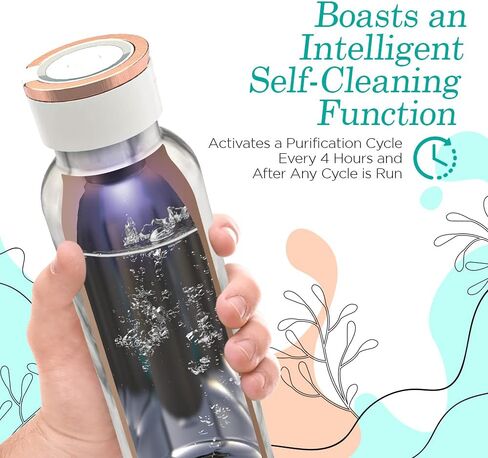 Beam Self-Cleaning UV Water Bottle - 24 Oz Insulated Stainless Steel Rechargeable Reusable BPA Free Bottle with Push Button Sterilization Safety Lock and Touch Sensor Comes in 4 Designs in Saudi Arabia
