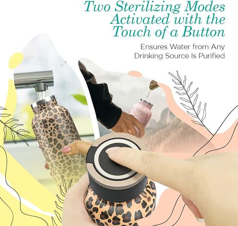 Beam Self-Cleaning UV Water Bottle - 24 Oz Insulated Stainless Steel Rechargeable Reusable BPA Free Bottle with Push Button Sterilization Safety Lock and Touch Sensor Comes in 4 Designs in Saudi Arabia