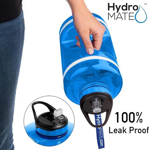 زجاجة مياه من NatureWorks HydroMATE جالون مع شفاطة خالية من مادة BPA ومضادة للتسرب وقابلة لإعادة الاستخدام مع أوقات للشرب محددة كل ساعة 128 أونصة in Saudi Arabia