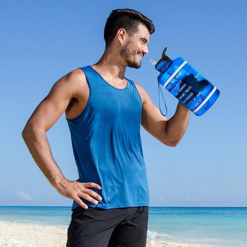 زجاجة مياه من NatureWorks HydroMATE جالون مع شفاطة خالية من مادة BPA ومضادة للتسرب وقابلة لإعادة الاستخدام مع أوقات للشرب محددة كل ساعة 128 أونصة in Saudi Arabia