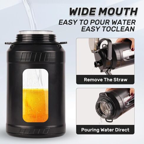 48oz Glass Water Bottle,Inspirational Water Bottle With Straw and Handle,Large Sports Motivational Water Bottle with Strap and Shell For Gym,Sports,Daily (48 oz) in Saudi Arabia