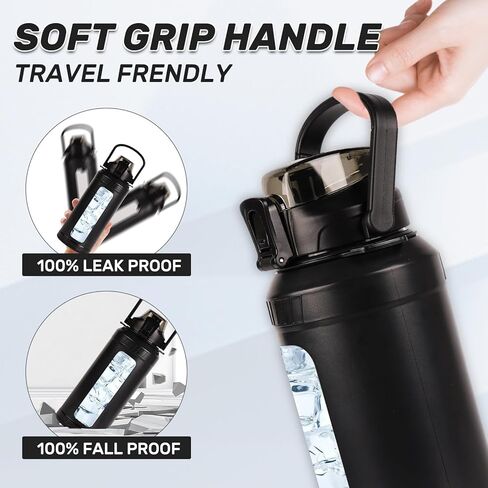 48oz Glass Water Bottle,Inspirational Water Bottle With Straw and Handle,Large Sports Motivational Water Bottle with Strap and Shell For Gym,Sports,Daily (48 oz) in Saudi Arabia