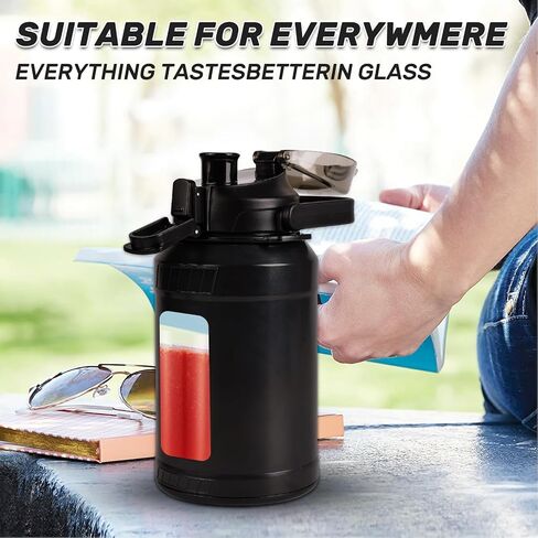 48oz Glass Water Bottle,Inspirational Water Bottle With Straw and Handle,Large Sports Motivational Water Bottle with Strap and Shell For Gym,Sports,Daily (48 oz) in Saudi Arabia