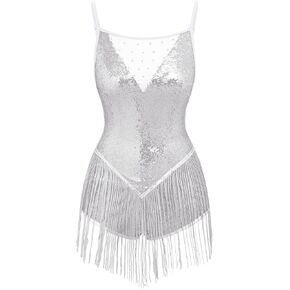 Ibakom Women Fringe equins bodysuit jazz dance dance dress dress frucly tassel tassel eash heip circus circus ash hop dance costume in Kuwait