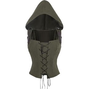 LTAKK Renaissance Costume Corset Women Medieval Hooded Vest Ren Faire Gothic Steampunk Tops in Kuwait