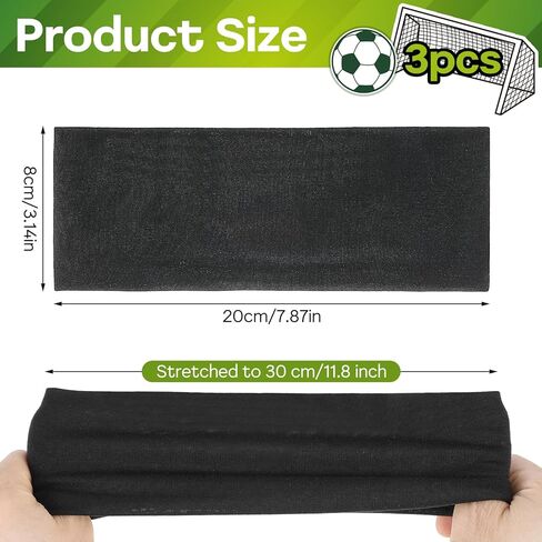 3 PCS Soccer Headbands for Boys, Soft Breathable Baseball Headbands, Cooling Headband, Football Headband for Running Tennis Basketball (Black Blue Gray) in Saudi Arabia