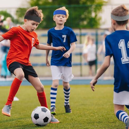 3 PCS Soccer Headbands for Boys, Soft Breathable Baseball Headbands, Cooling Headband, Football Headband for Running Tennis Basketball (Black Blue Gray) in Saudi Arabia