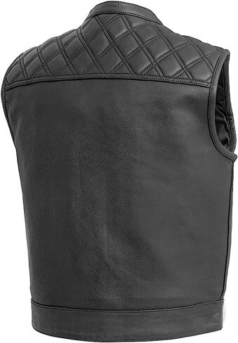 Mens Motorcycle Diamond Stitching Quilted Leather Vest 3" inch shorter with Paisley Liner 4 Colors in Saudi Arabia