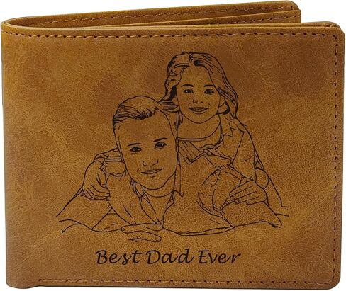Personalized Wallet for Men Custom Mens Wallet Slim Leather Wallet Personalized Dad Gifts for Men Engraved Gifts for Daddy Boyfriend Fathers Day Birthday Valentine Christmas (Dark Brown, Design 1) in Saudi Arabia