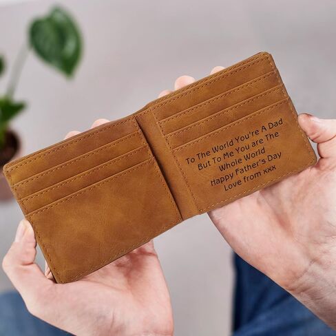 Personalized Wallet for Men Custom Mens Wallet Slim Leather Wallet Personalized Dad Gifts for Men Engraved Gifts for Daddy Boyfriend Fathers Day Birthday Valentine Christmas (Dark Brown, Design 1) in Saudi Arabia