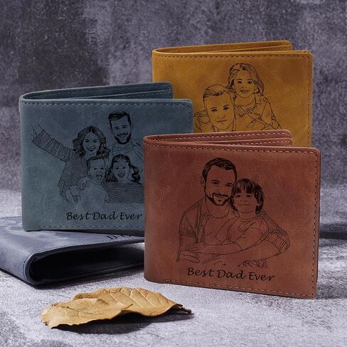 Personalized Wallet for Men Custom Mens Wallet Slim Leather Wallet Personalized Dad Gifts for Men Engraved Gifts for Daddy Boyfriend Fathers Day Birthday Valentine Christmas (Dark Brown, Design 1) in Saudi Arabia