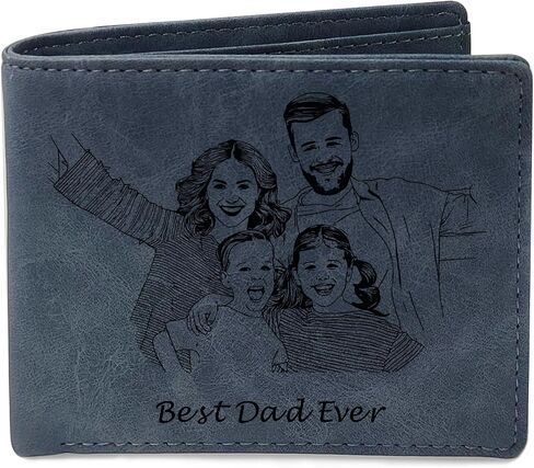 Personalized Wallet for Men Custom Mens Wallet Slim Leather Wallet Personalized Dad Gifts for Men Engraved Gifts for Daddy Boyfriend Fathers Day Birthday Valentine Christmas (Dark Brown, Design 1) in Saudi Arabia