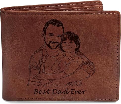Personalized Wallet for Men Custom Mens Wallet Slim Leather Wallet Personalized Dad Gifts for Men Engraved Gifts for Daddy Boyfriend Fathers Day Birthday Valentine Christmas (Dark Brown, Design 1) in Saudi Arabia